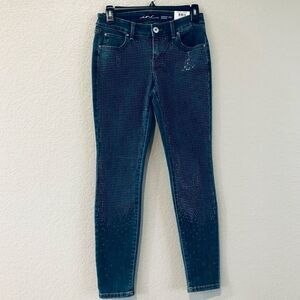 INC International Concepts Silver Studded Sparkle Cropped Denim Skinny Jeans 2P